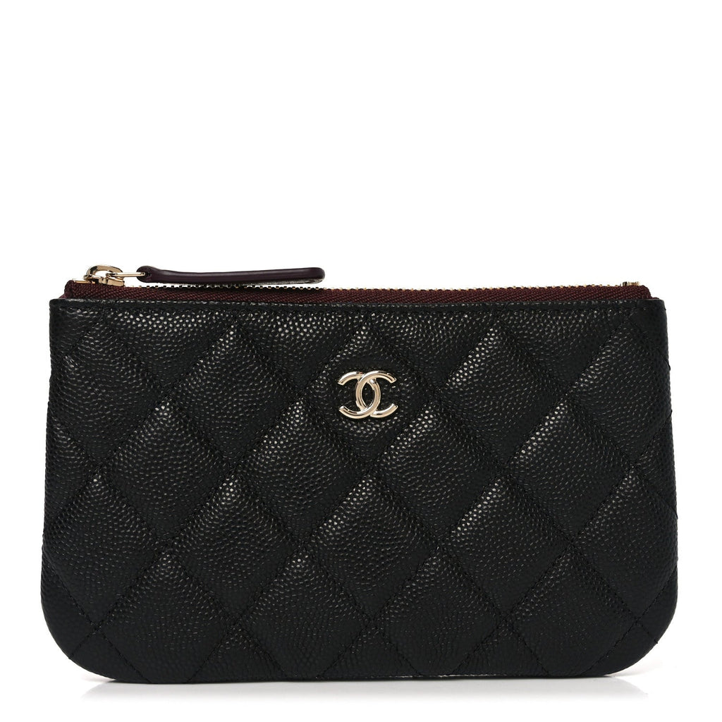 Caviar Quilted Small Cosmetic Case Black