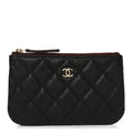 Caviar Quilted Small Cosmetic Case Black