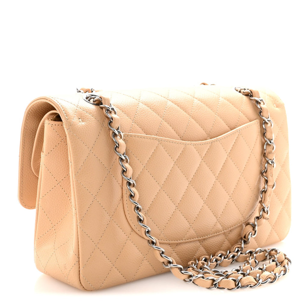 Chanel Caviar Quilted Medium Double Flap Beige