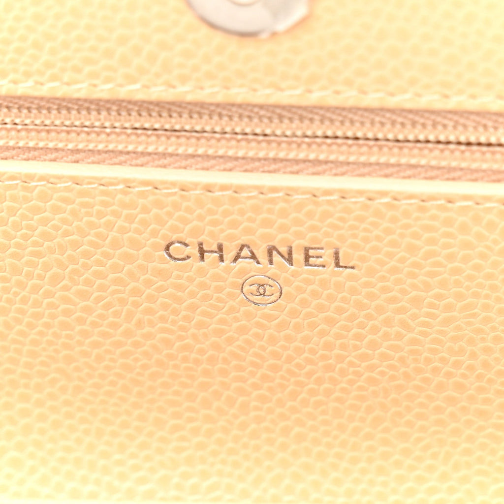 Chanel Caviar Quilted Wallet on Chain WOC Beige