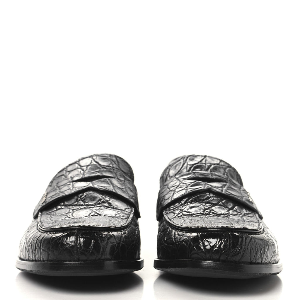 Prada Crocodile Mens Loafers 7 Black