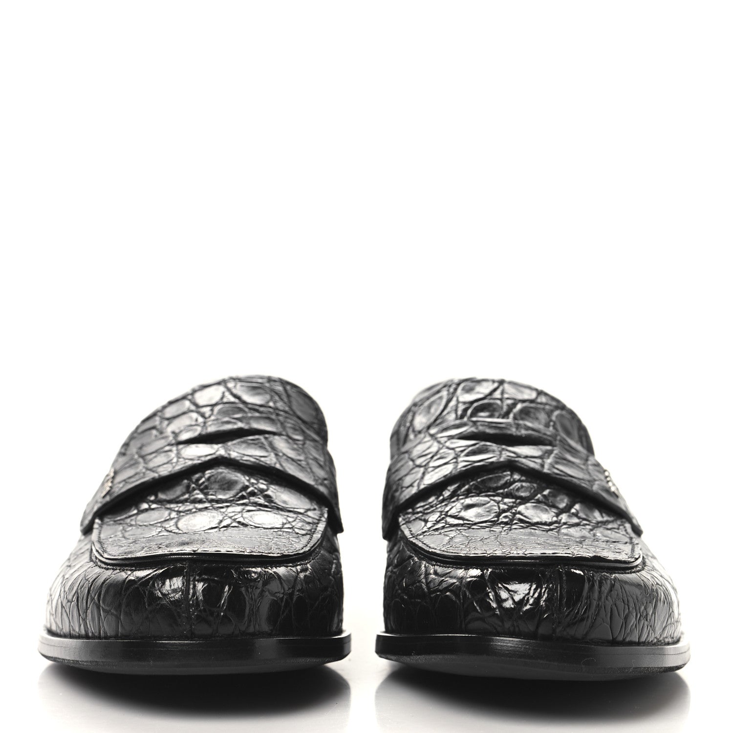 Prada Crocodile Mens Loafers 7 Black