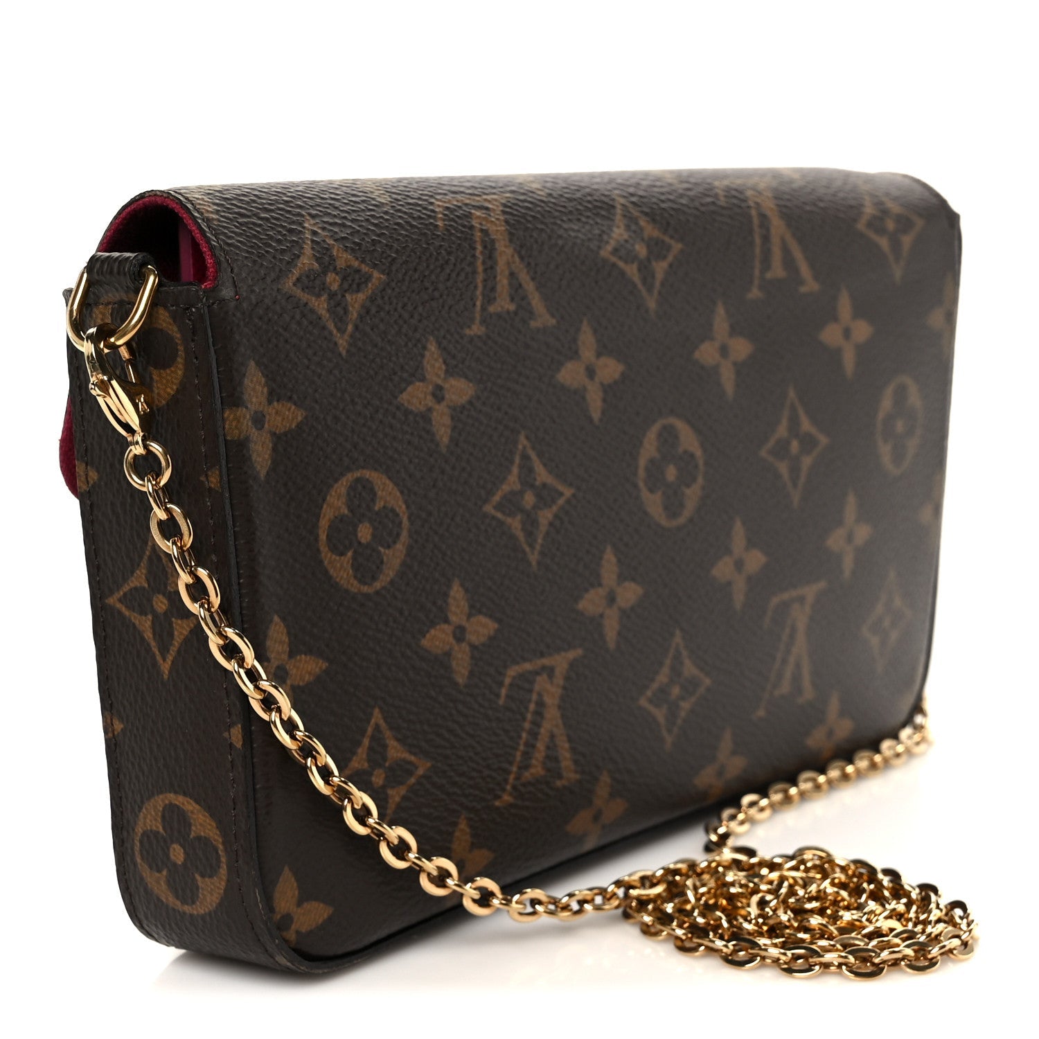 Louis Vuitton Monogram Pochette Felicie Chain Wallet Fuchsia