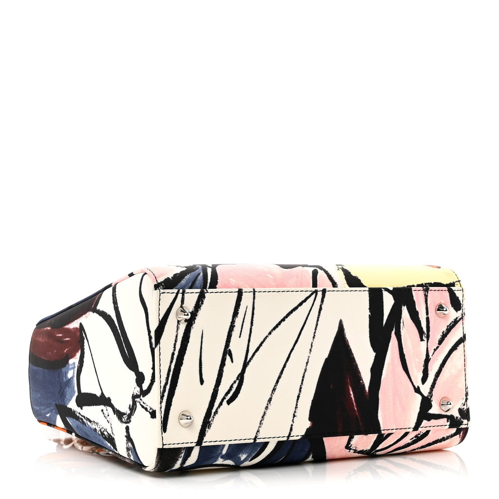 Christian Dior Canvas Graffiti Floral Printed Medium Lady Dior Multicolor