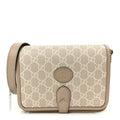 Gucci GG Supreme Monogram Textured Dollar Calfskin Mini Retro Interlocking G Flap Shoulder Bag Beige Mystic White Oatmeal