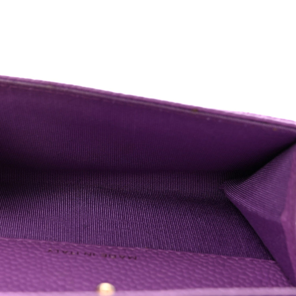 Caviar Quilted Boy Flap Card Holder Purple