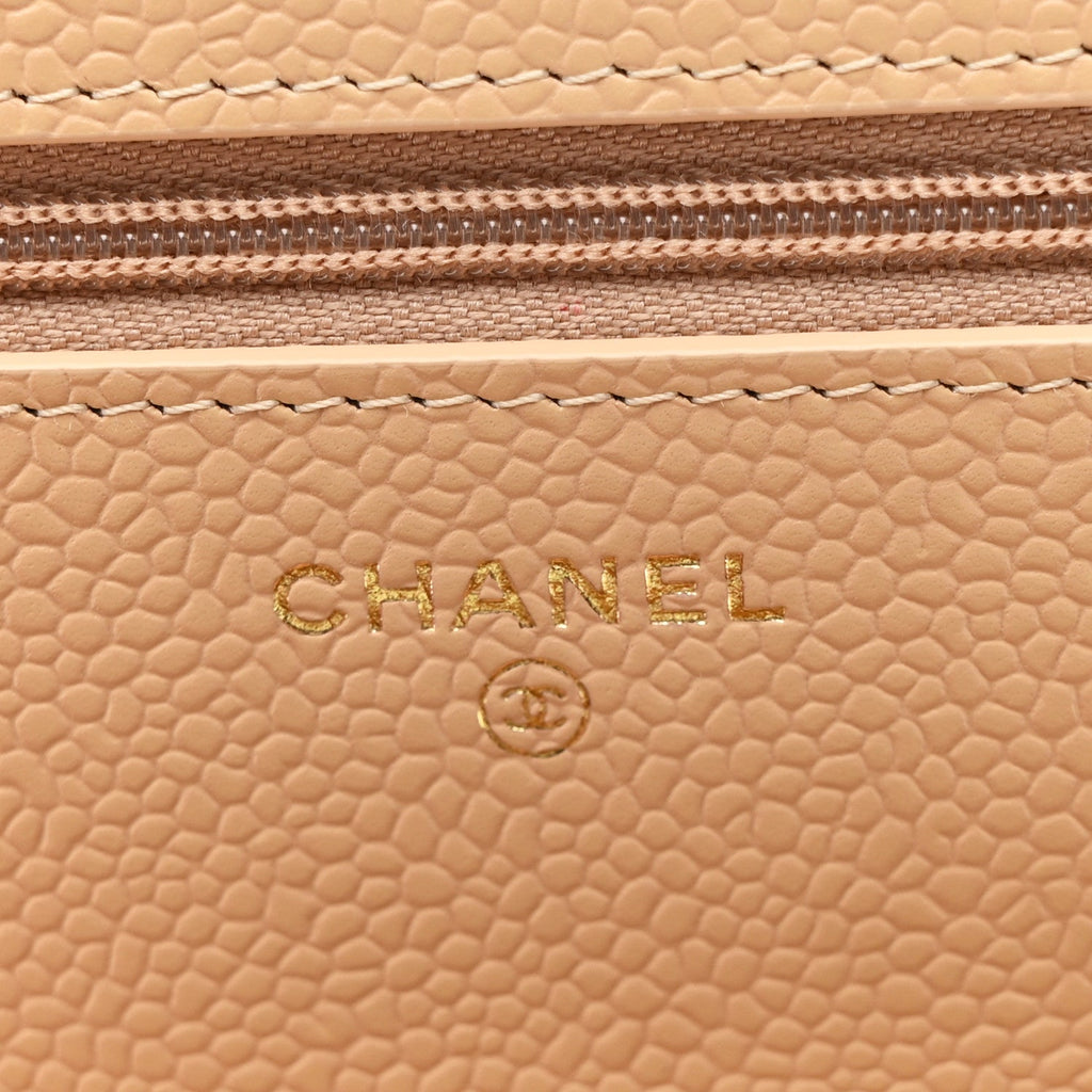 Chanel Caviar Quilted Wallet on Chain WOC Beige