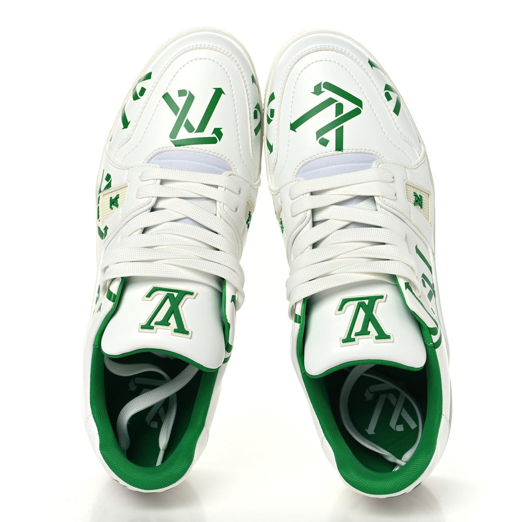 Louis Vuitton Mens LV Trainer Upcycling Sneakers 9 White Green