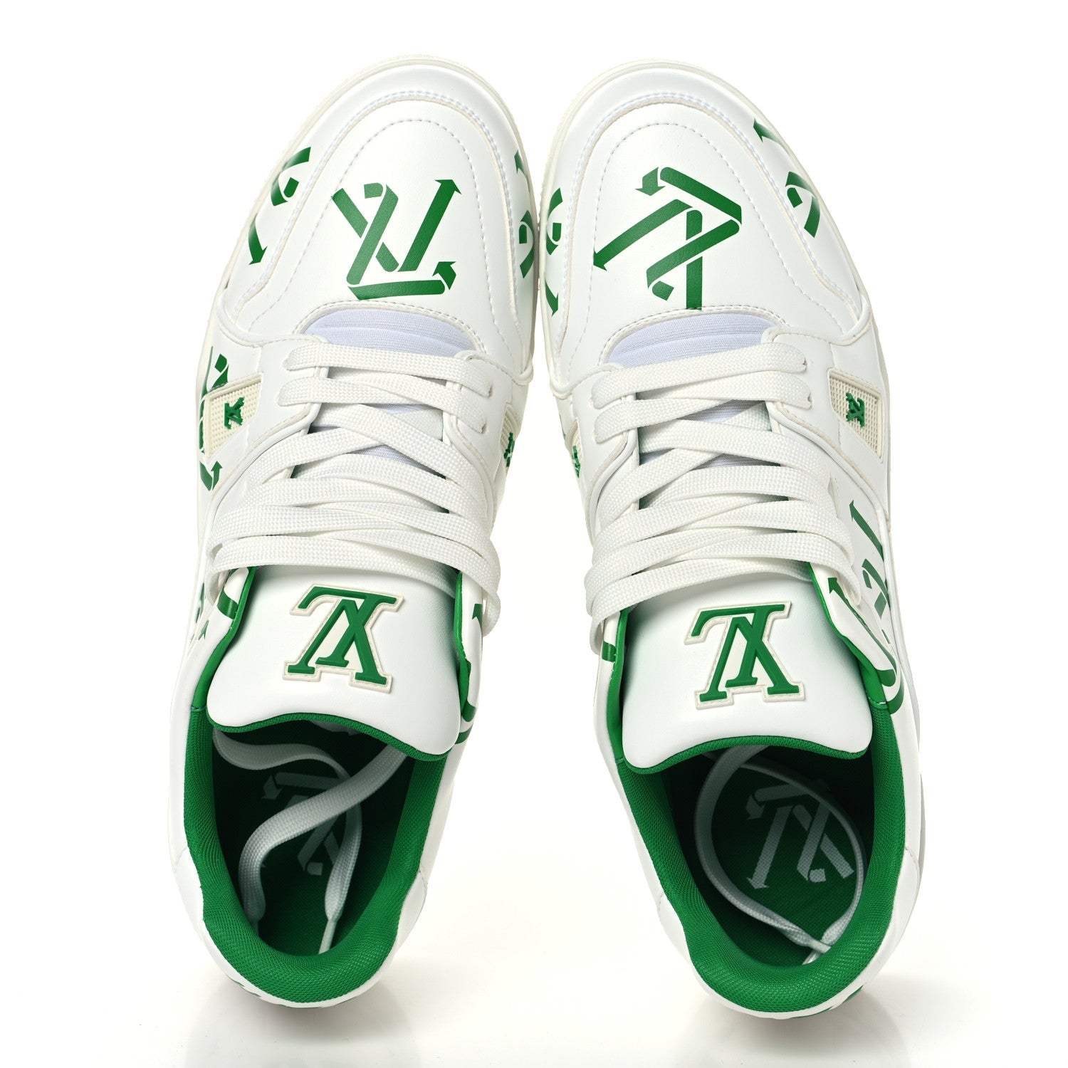 Louis Vuitton Mens LV Trainer Upcycling Sneakers 9 White Green