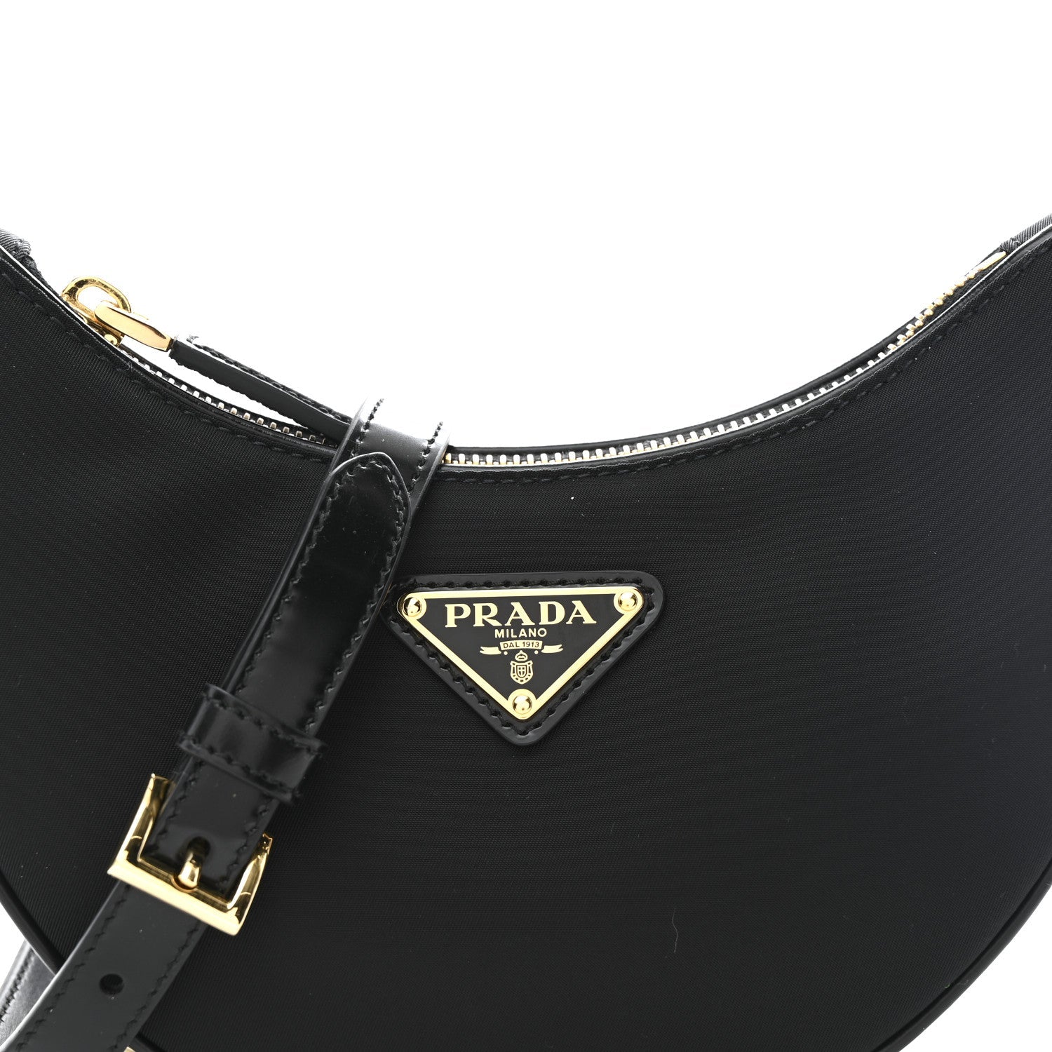 Prada Re-Nylon Spazzolato Mini Arque Shoulder Bag Black