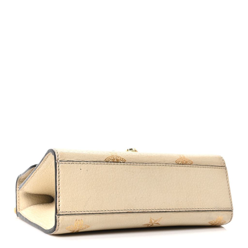 Gucci Grained Calfskin Bee Star Small Padlock Shoulder Bag White
