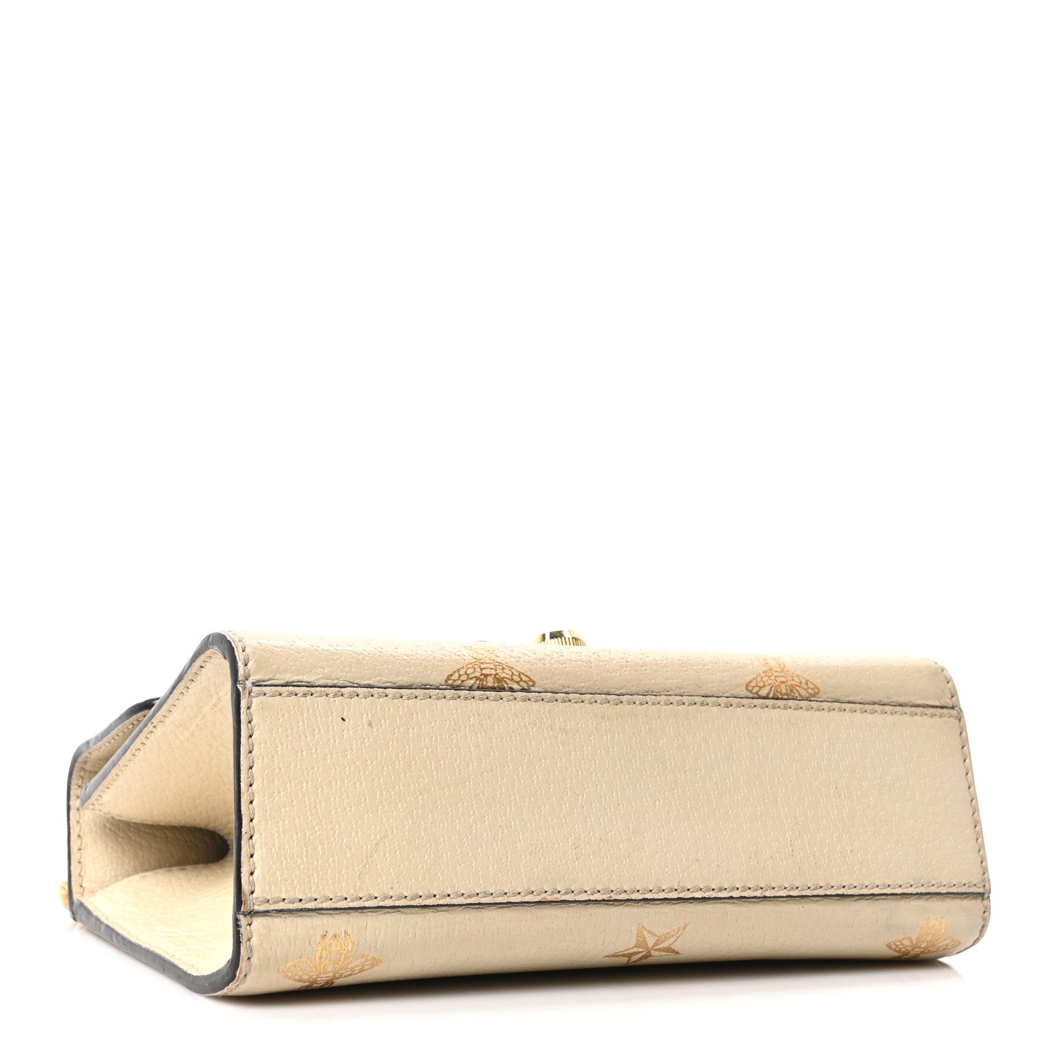 Gucci Grained Calfskin Bee Star Small Padlock Shoulder Bag White