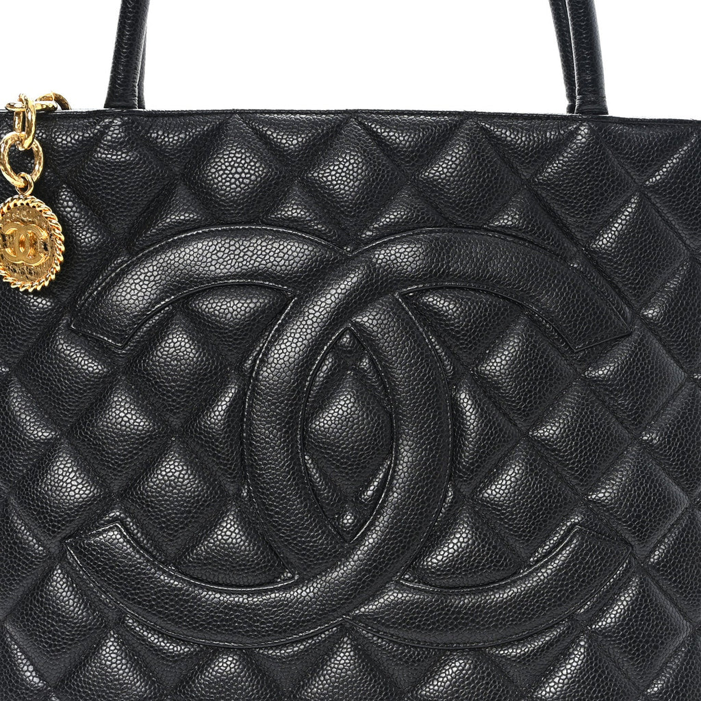 Chanel Caviar Quilted Medallion Tote Black