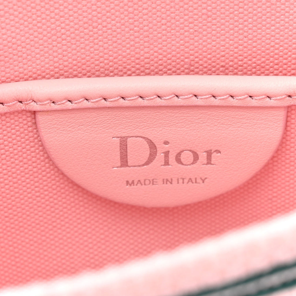 Christian Dior Canvas Embroidered Book Cover Mini Book Tote Pink Green