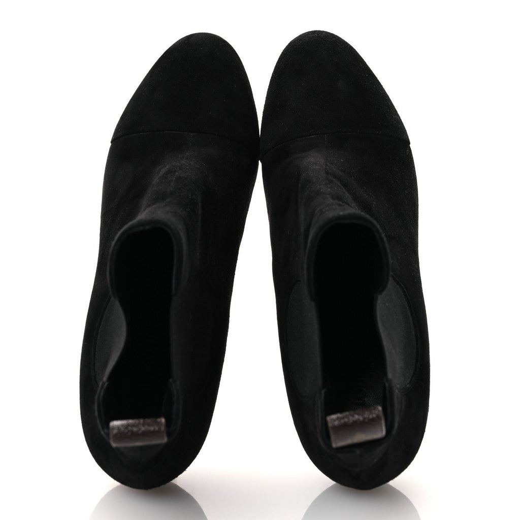 Louis Vuitton Suede Monogram Uniformes Cap Toe Chelsea 75mm Ankle Boots 37.5 Black