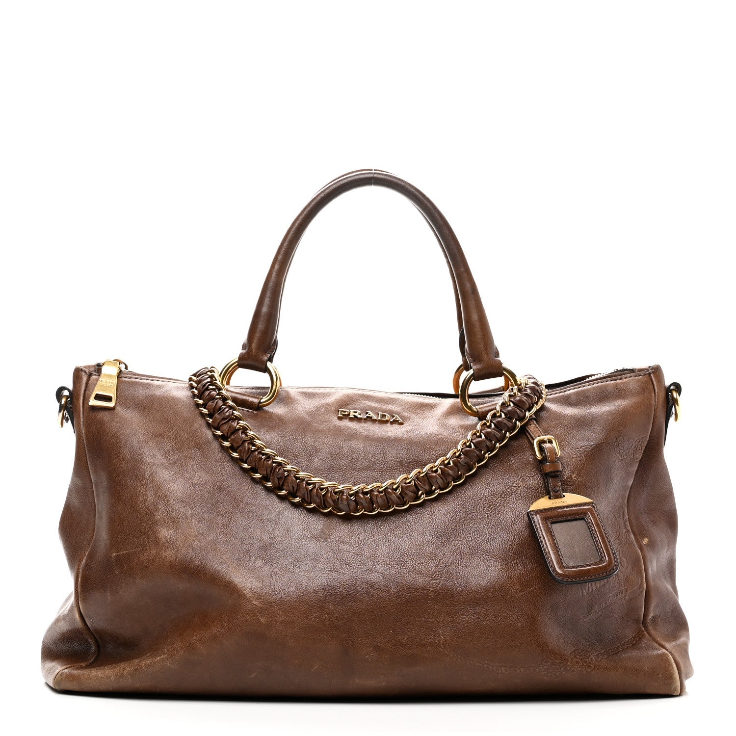 Prada Soft Calf Shopping Tote Brown