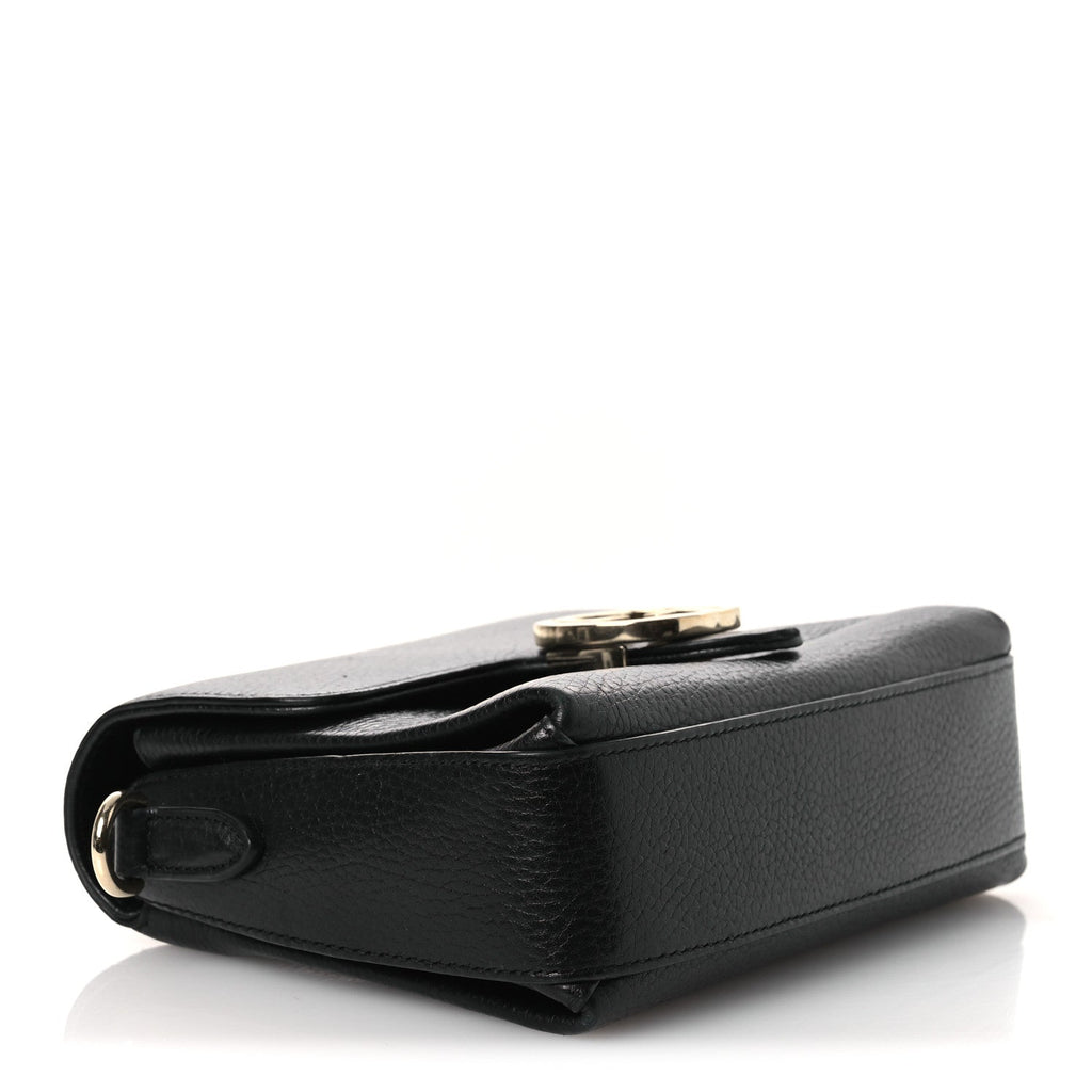 Gucci Dollar Calfskin Interlocking G Crossbody Bag Black