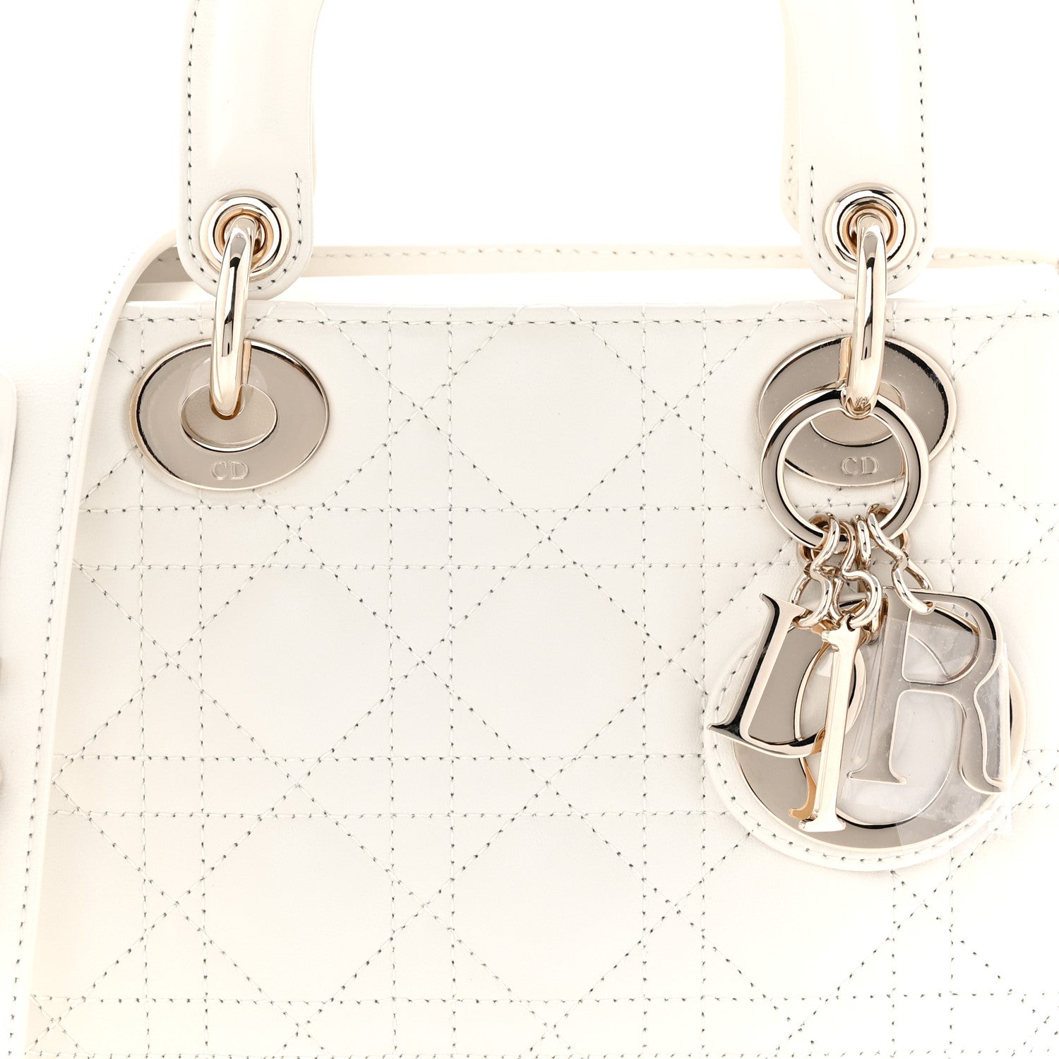 Christian Dior Lambskin Cannage Small My ABCDior Lady Dior White