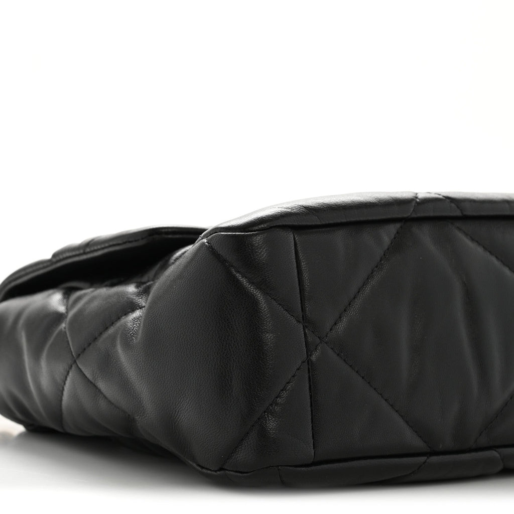 Chanel Shiny Goatskin Quilted Large Chanel 19 Flap Black