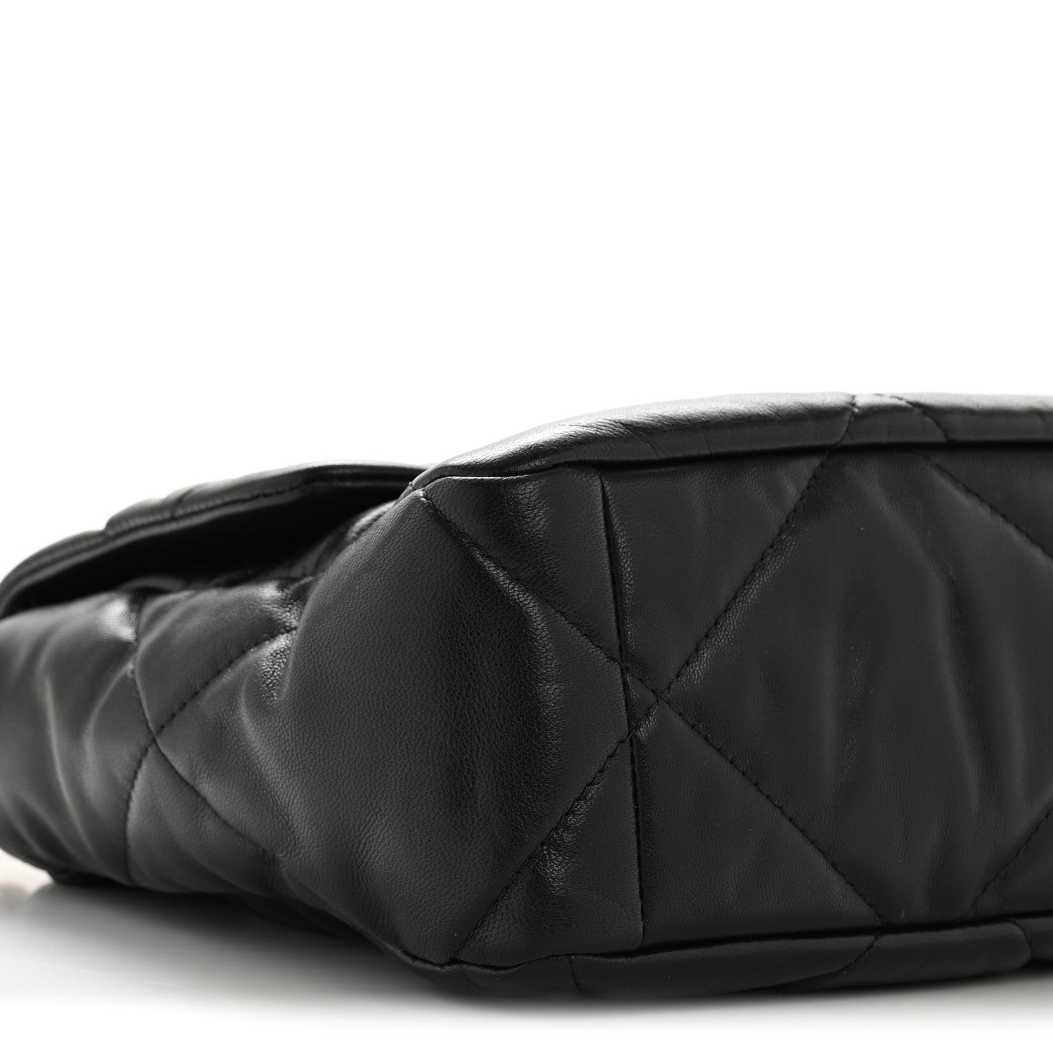 Chanel Shiny Goatskin Quilted Large Chanel 19 Flap Black