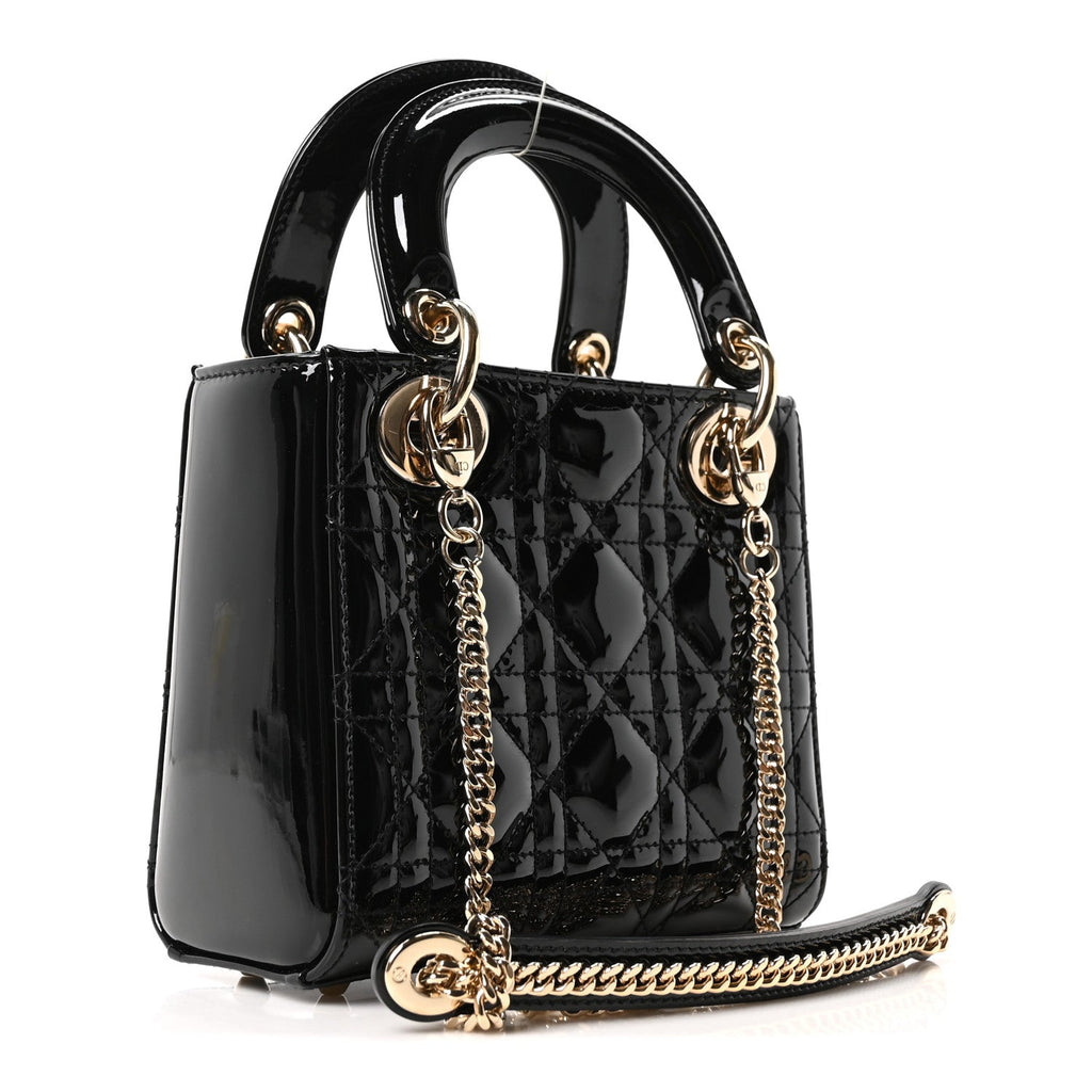 Christian Dior Patent Cannage Mini Lady Dior Black