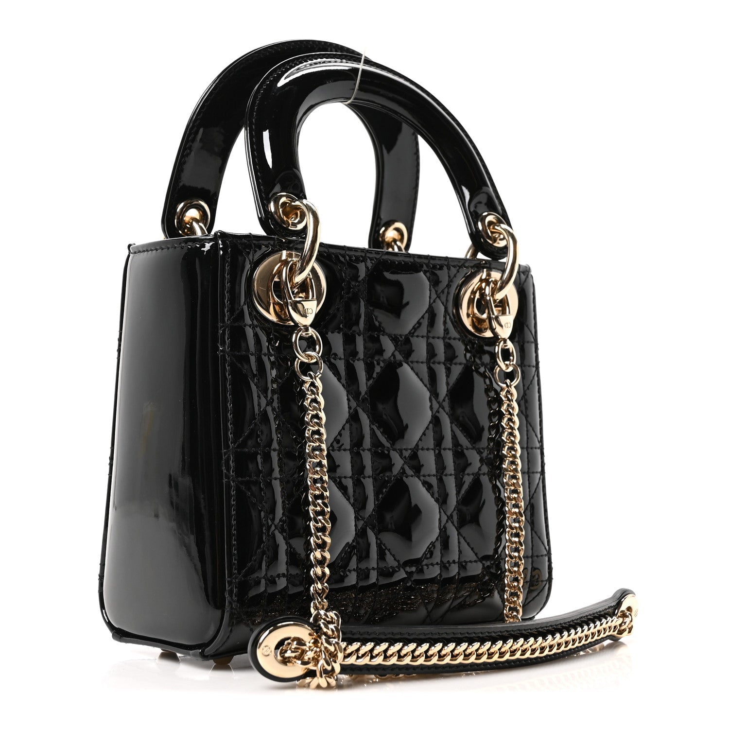 Christian Dior Patent Cannage Mini Lady Dior Black