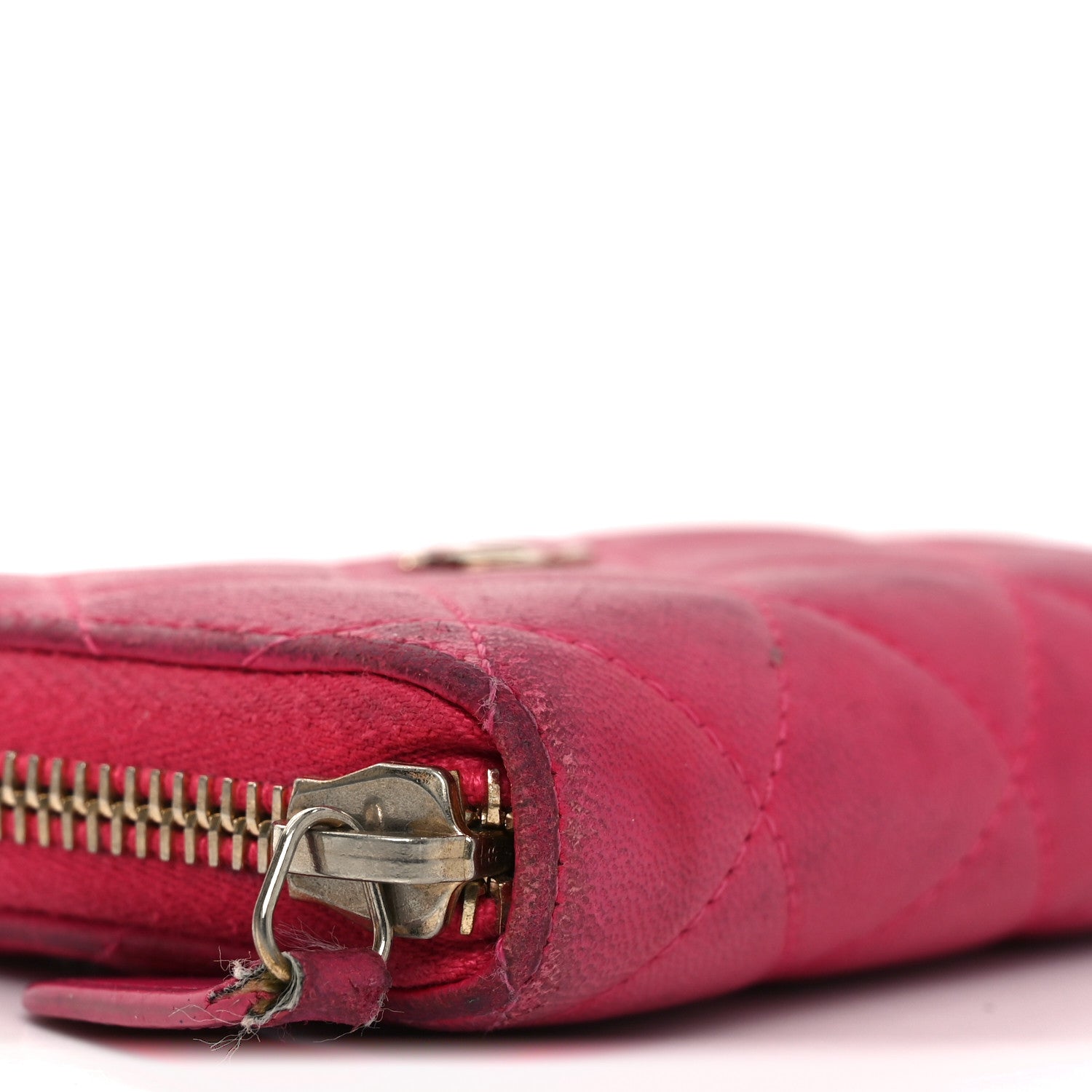 Lambskin Quilted Zip Coin Purse Fuchsia