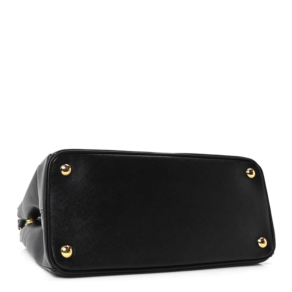 Prada Saffiano Small Galleria Double Zip Tote Black