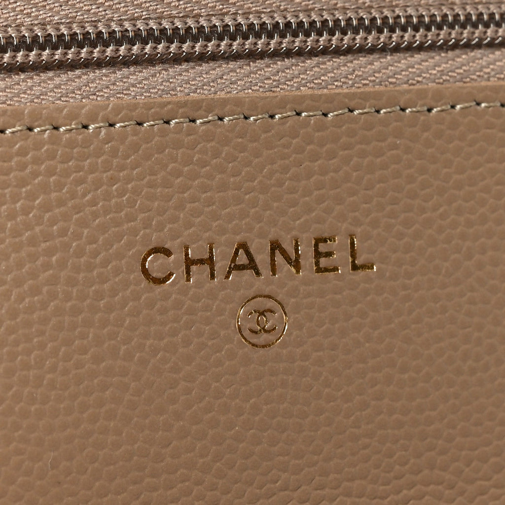 Chanel Caviar Quilted Wallet on Chain WOC Beige