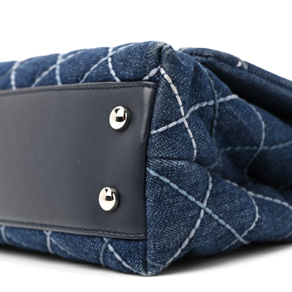 Chanel Denim Quilted Mini Coco Handle Flap Blue