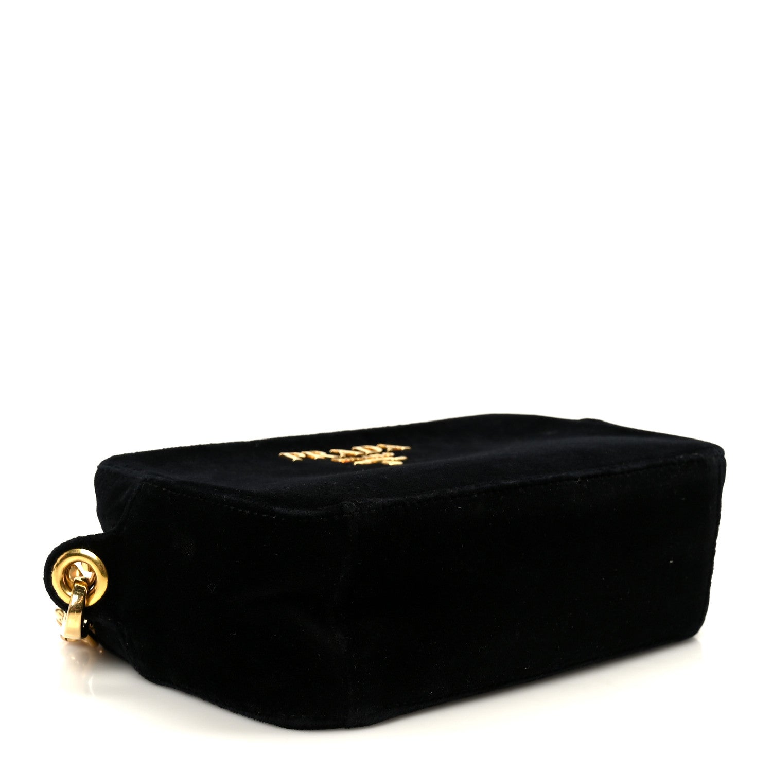 Prada Velluto Zip Top Chain Shoulder Bag Black