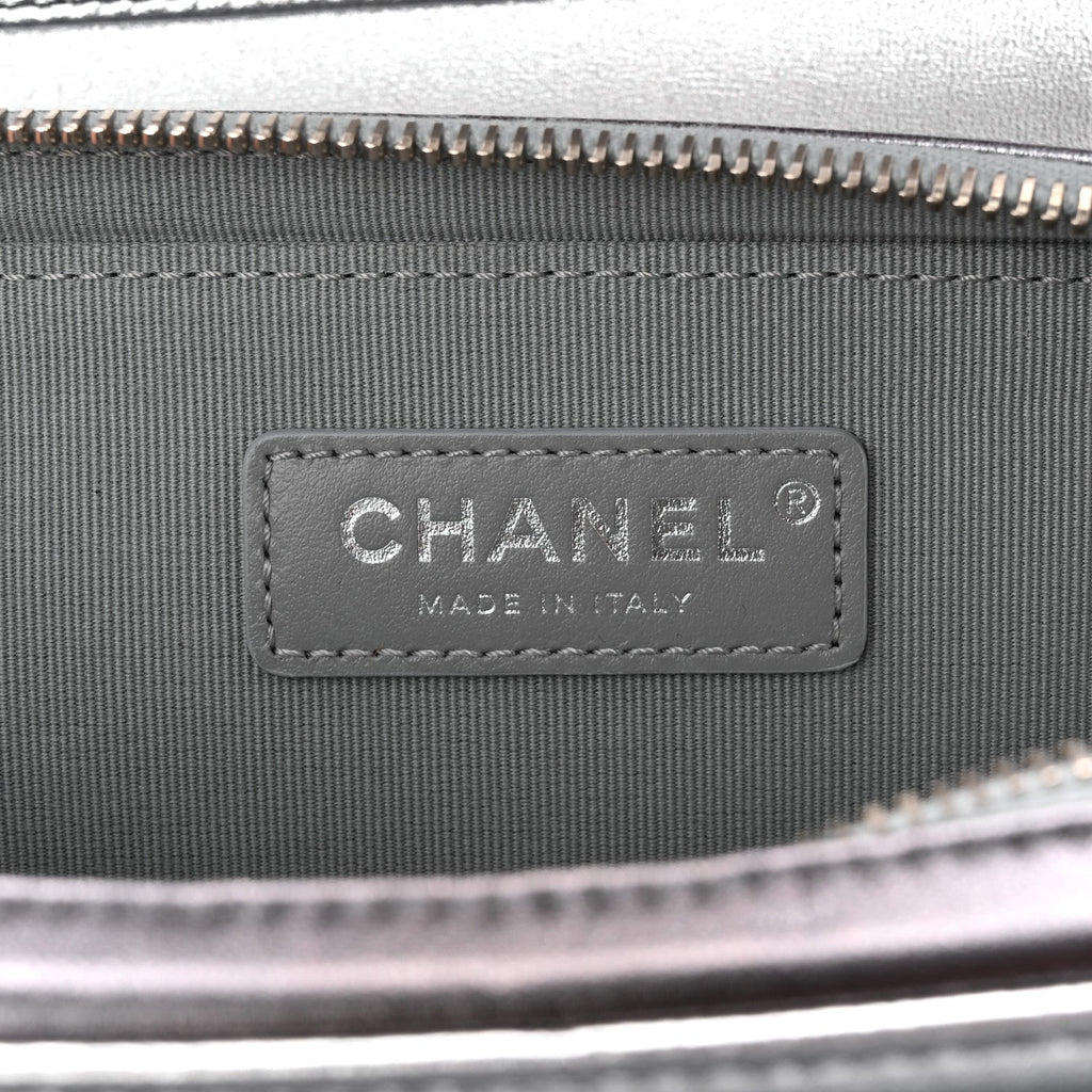 Chanel Metallic Lambskin Large Like A Wallet Flap Silver