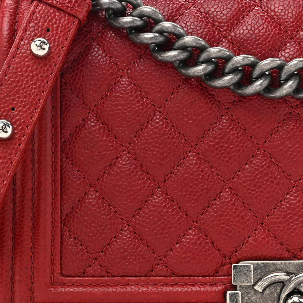 Chanel Caviar Quilted Medium Boy Flap Red