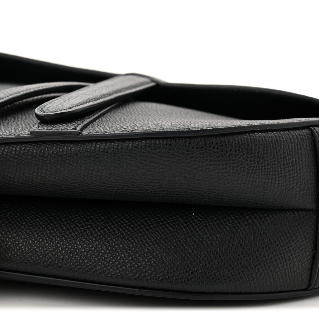 Christian Dior Grained Calfskin Saddle Bag With Strap Black