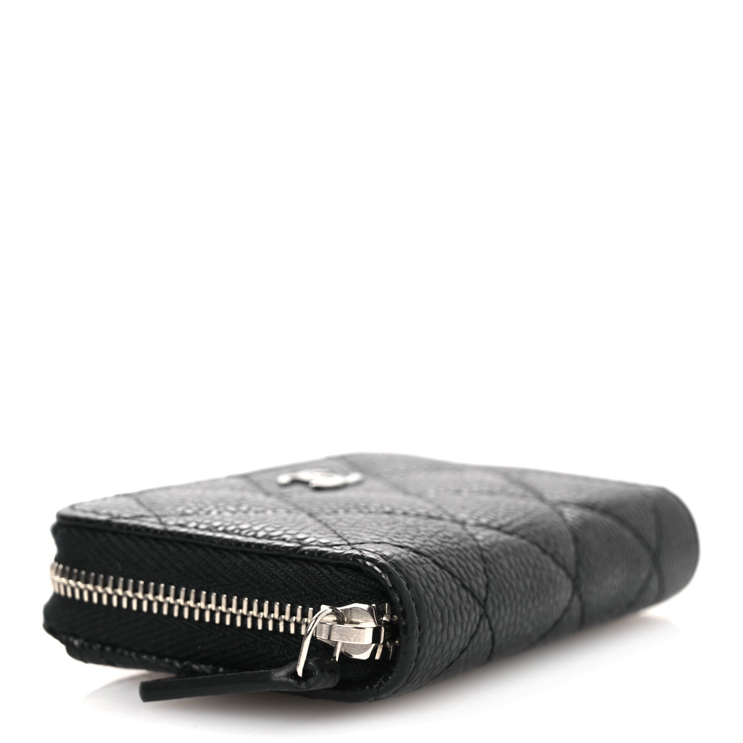 Caviar Quilted Zip Coin Purse Black