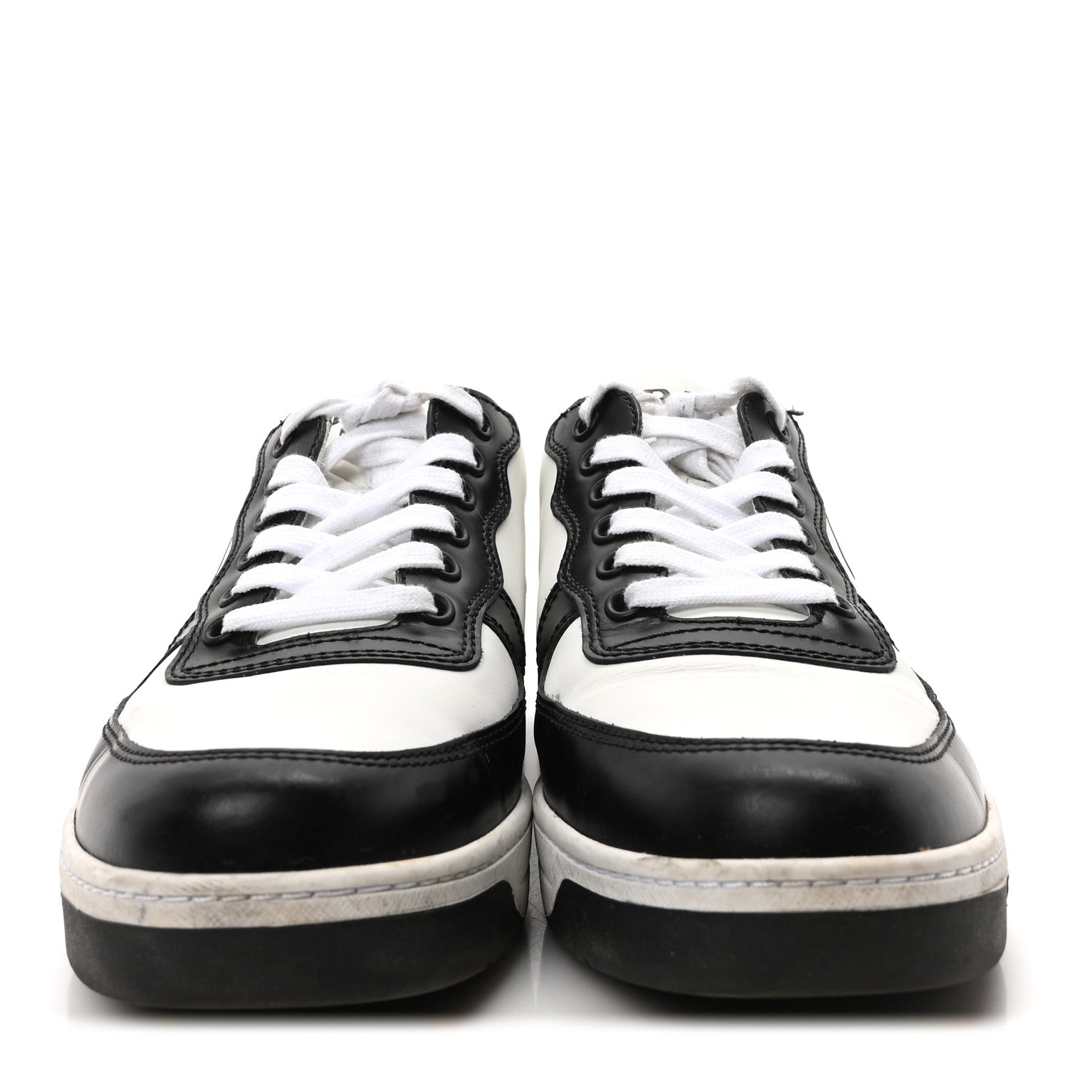 Prada Spazzolato Rois Vitello Soft Triangle Logo Womens Low Top Sneakers 39 White Black