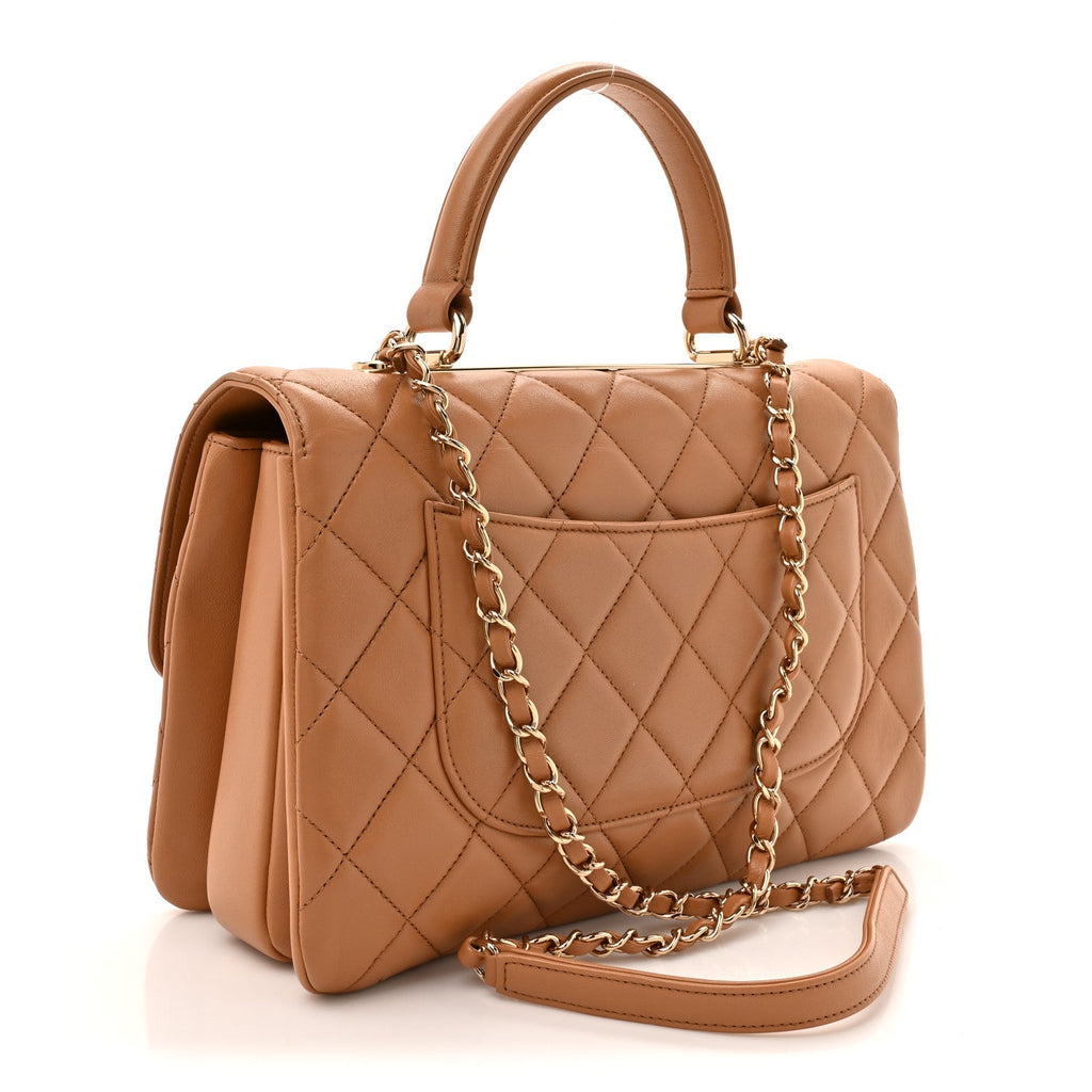 Chanel Lambskin Quilted Medium Trendy CC Flap Dual Handle Bag Camel
