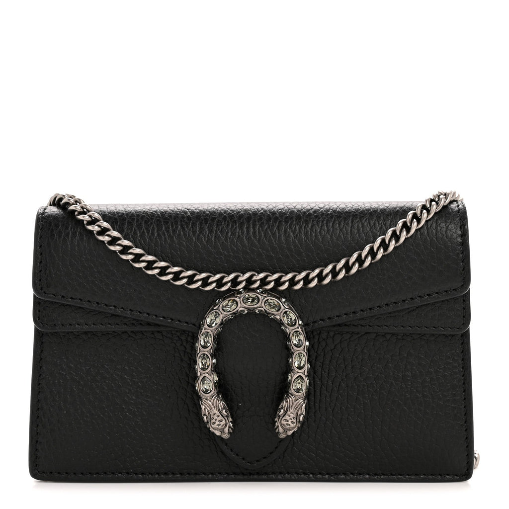 Gucci Calfskin Super Mini Dionysus Shoulder Bag Black