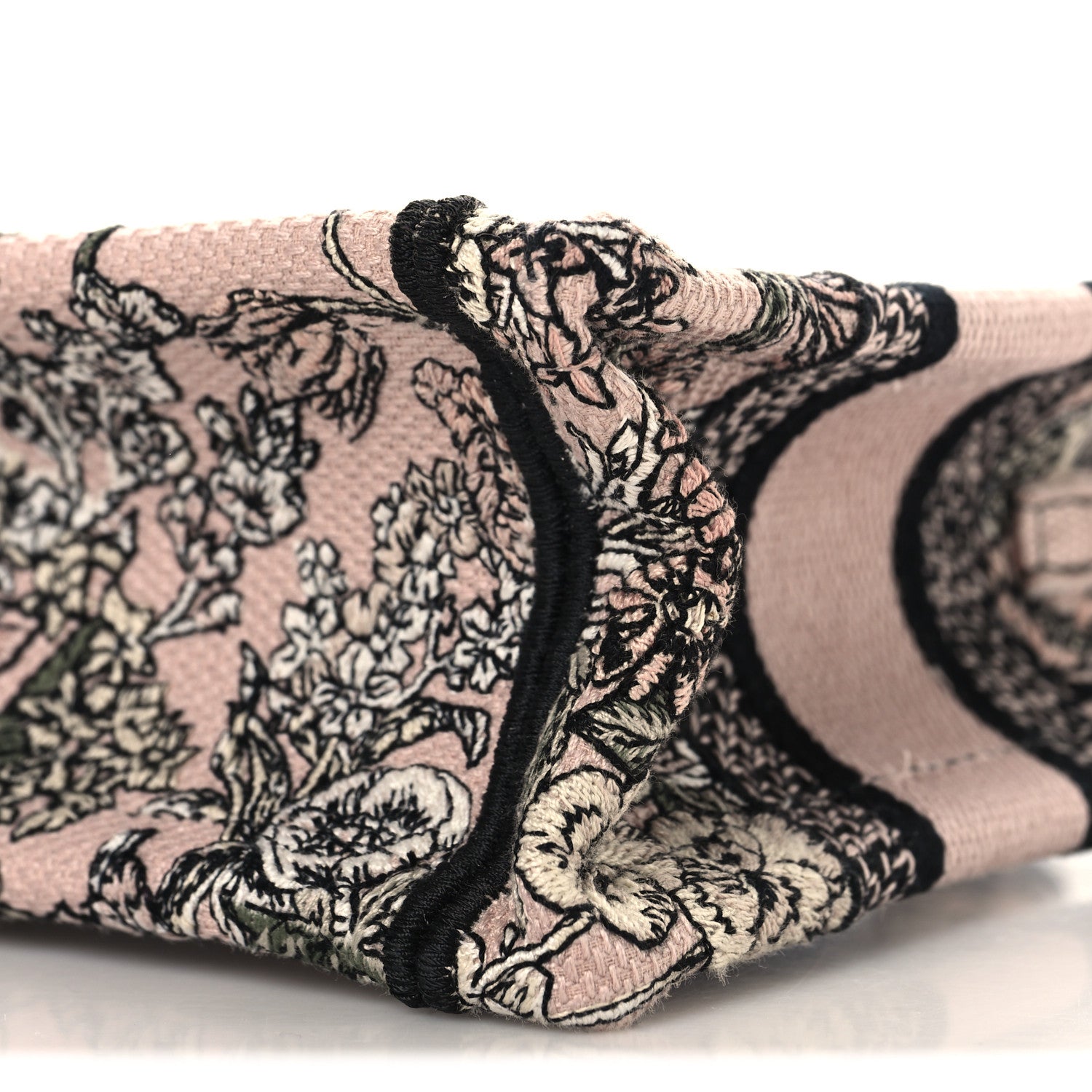 Christian Dior Canvas Embroidered Mini Book Tote With Strap Pink Multicolor