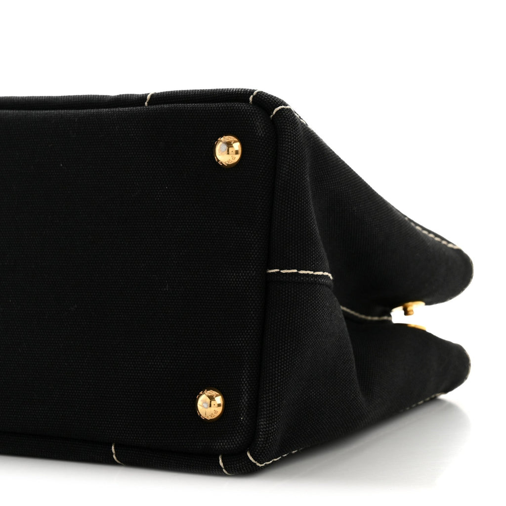 Prada Canapa Small Logo Tote Black Talco