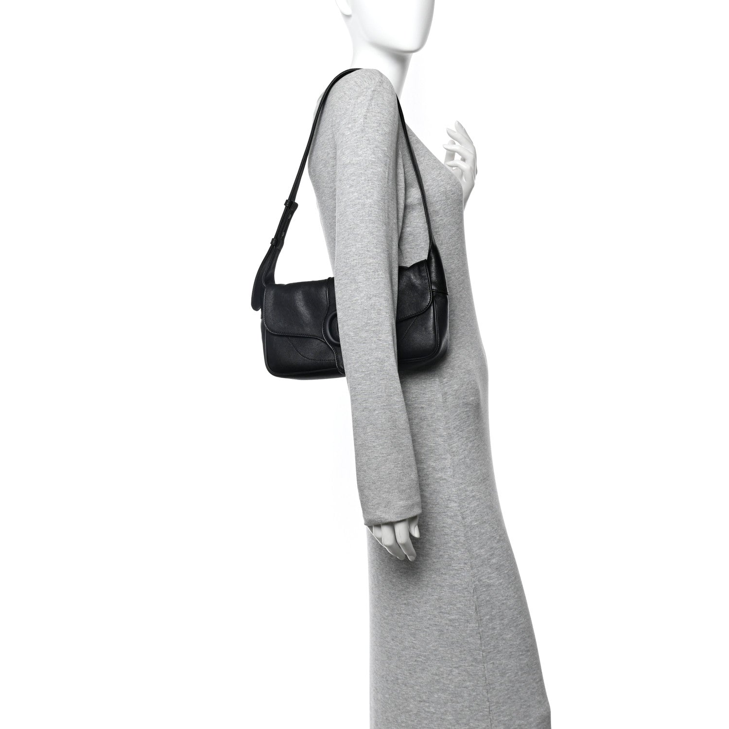 Gucci Goatskin Small GG Monochrome Aphrodite Shoulder Bag Black