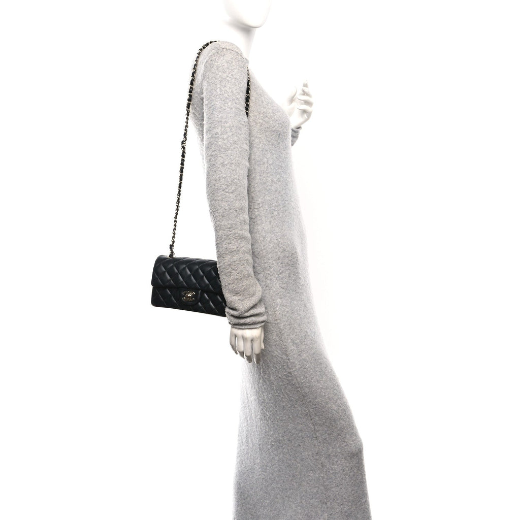 Chanel Lambskin Quilted Mini Rectangular Flap Black