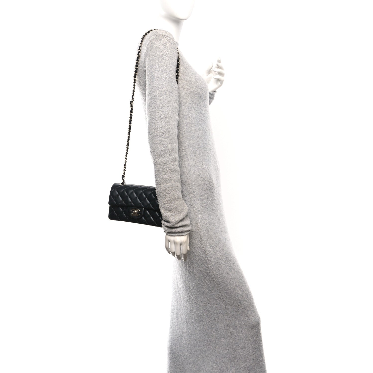 Chanel Lambskin Quilted Mini Rectangular Flap Black