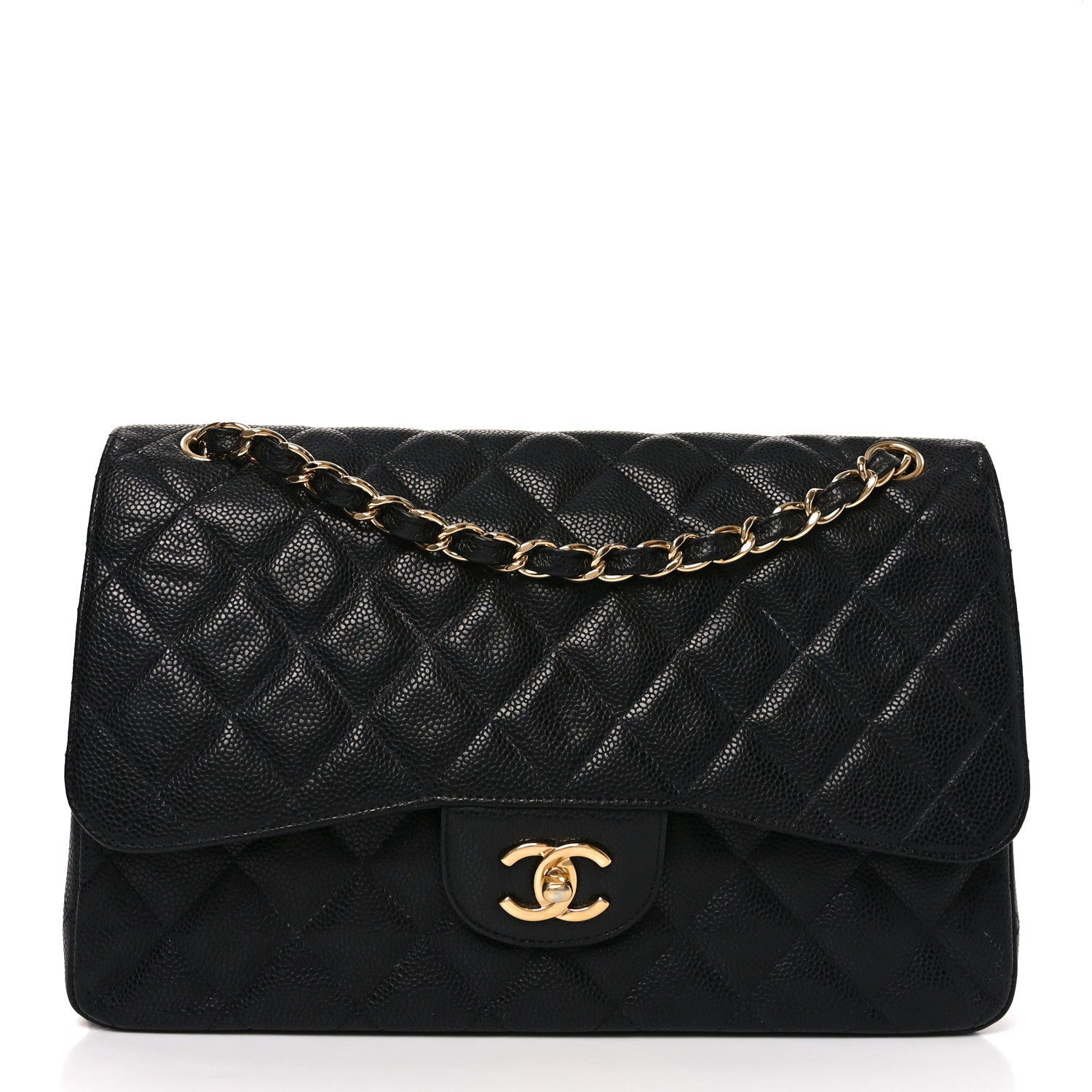 Chanel Caviar Quilted Jumbo Double Flap Black