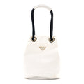 Prada Re-Nylon Triangle Mariner Small Bucket Bag White Baltico