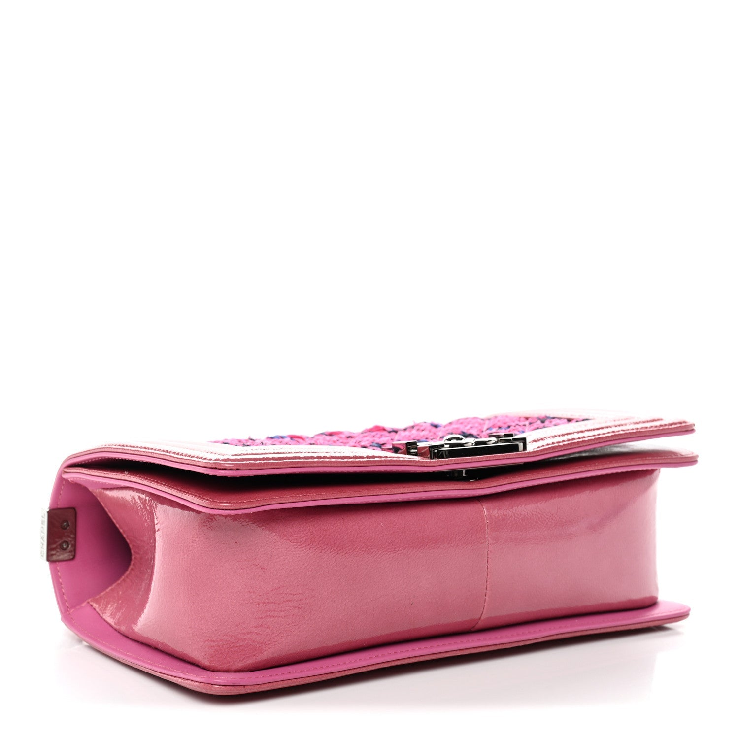 Chanel Patent Tweed Medium Boy Flap Fuchsia