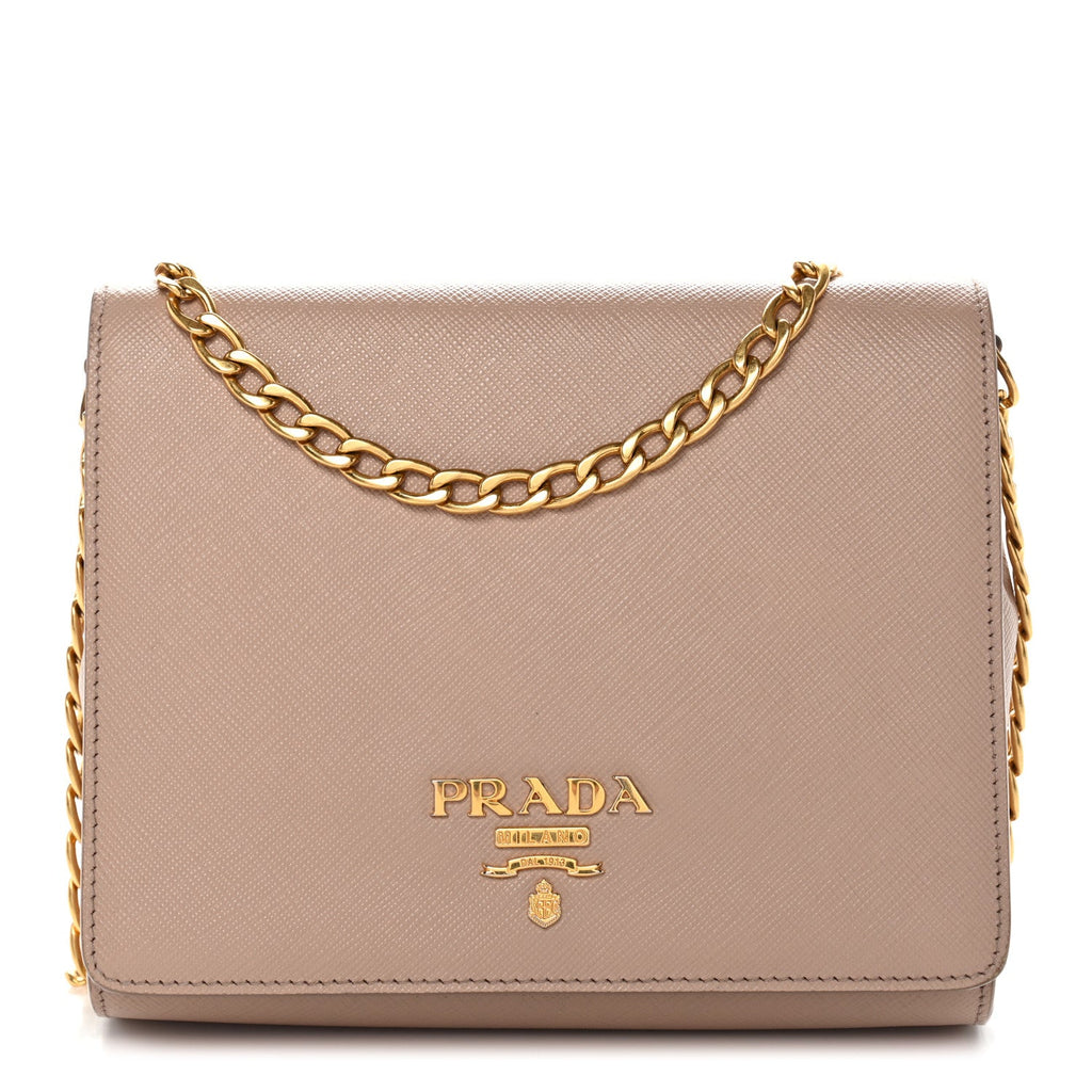 Prada Saffiano Chain Crossbody Bag Cipria