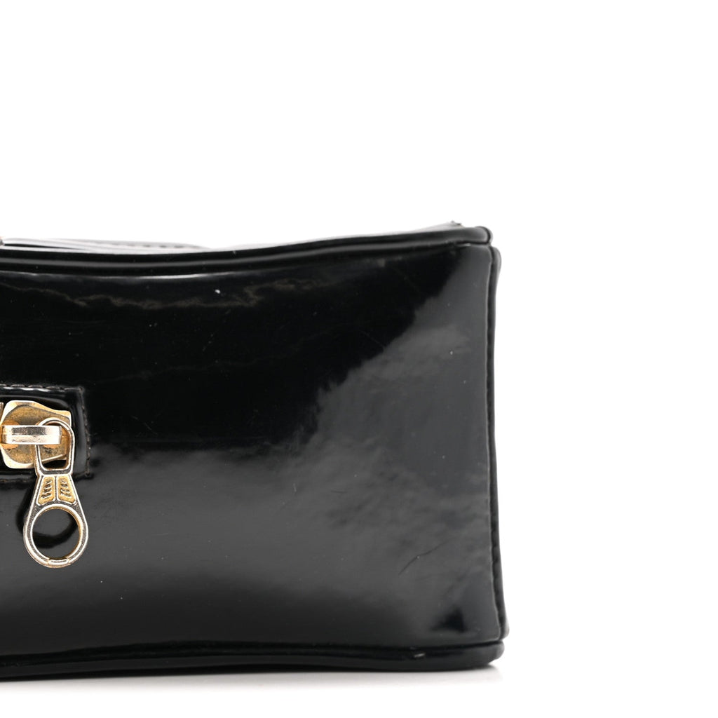 Chanel Patent Quilted CC Barbie Heart Vanity Case Black