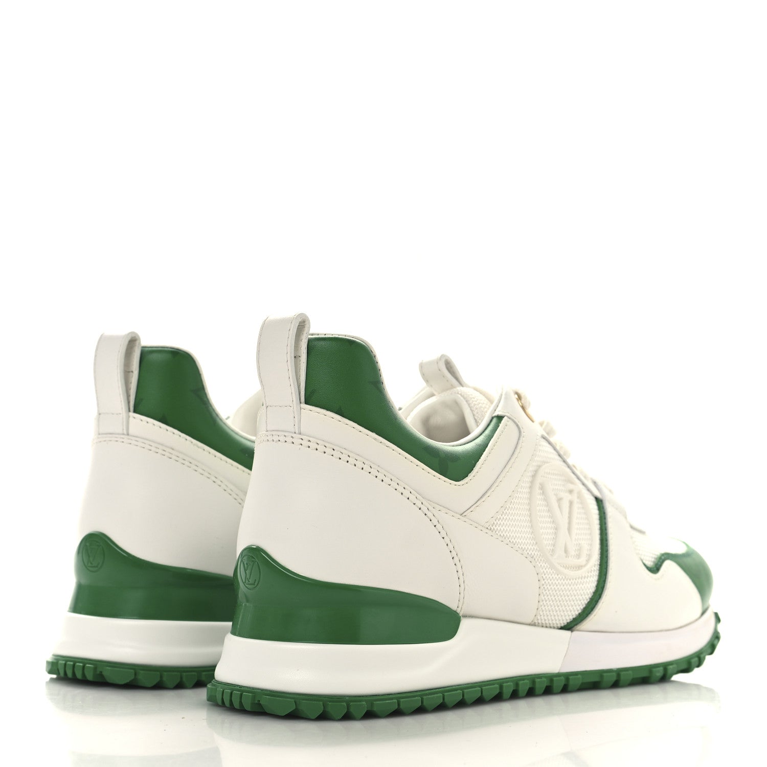 Louis Vuitton Calfskin Monogram Run Away Sneakers 36 White Green
