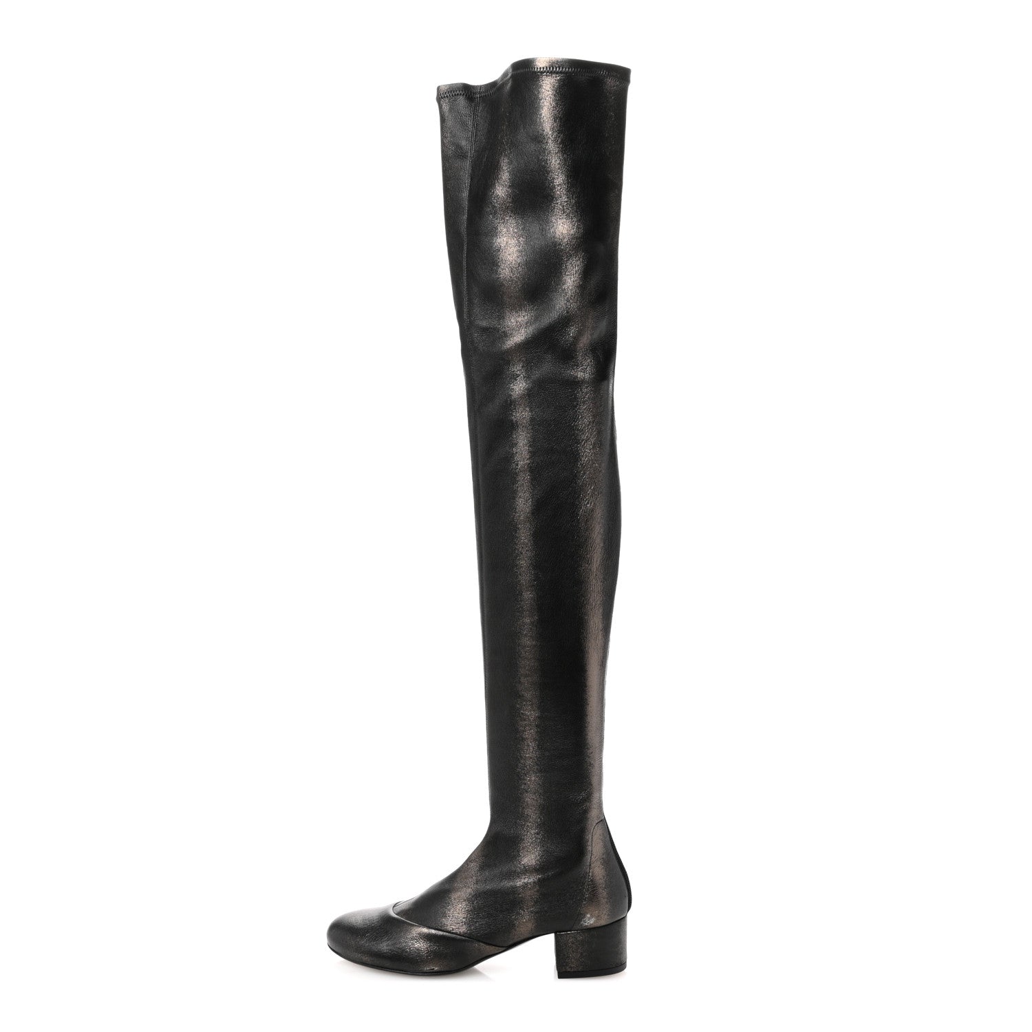 Metallic Lambskin Star Fantasy High Boots 36.5 Dark Grey
